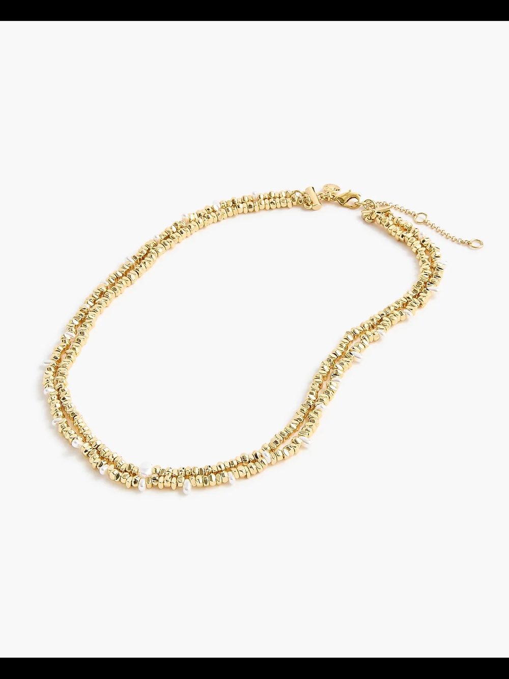J.Crew Beaded Pearl Multi-Strand Necklace, Gold/ White